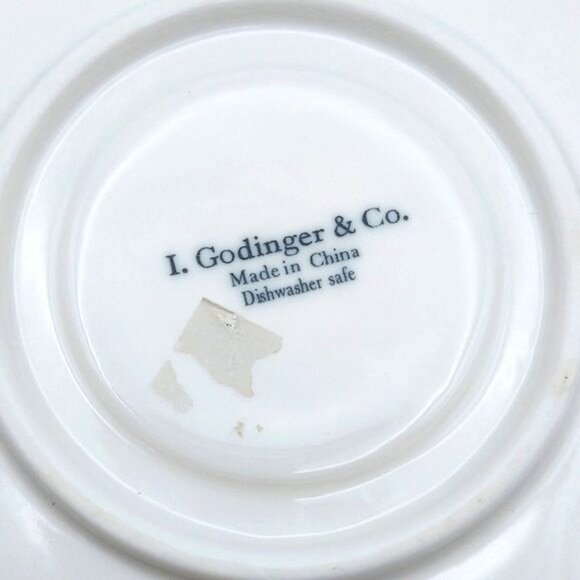 Godinger Blue & White Floral Porcelain Teacup and Saucer Ashley Grace Collection - Picture 4 of 9